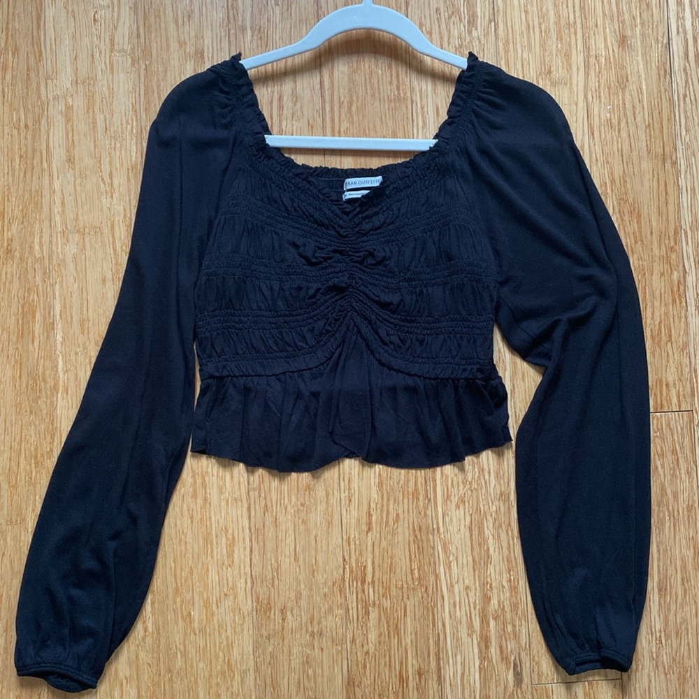 Urban Outfitters Long Sleeve Shirred Going Out Top